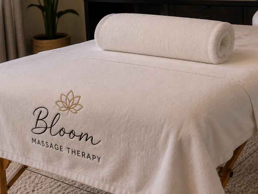 The treatment room at Bloom Massage Therapy, quiet and warmly lit